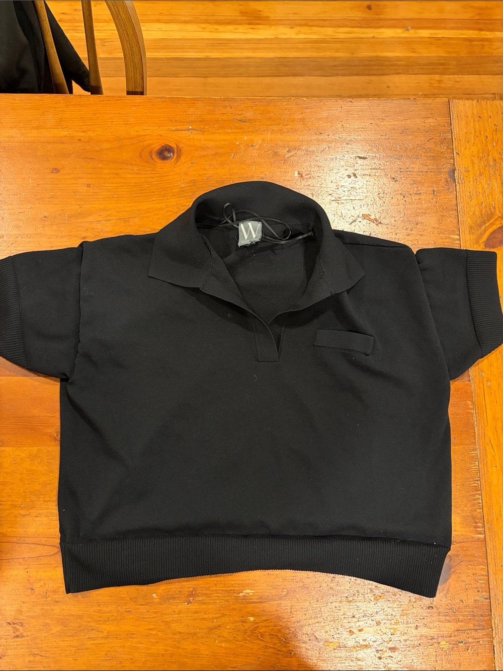 Worthington Black Short-Sleeve Polo Sweater Top